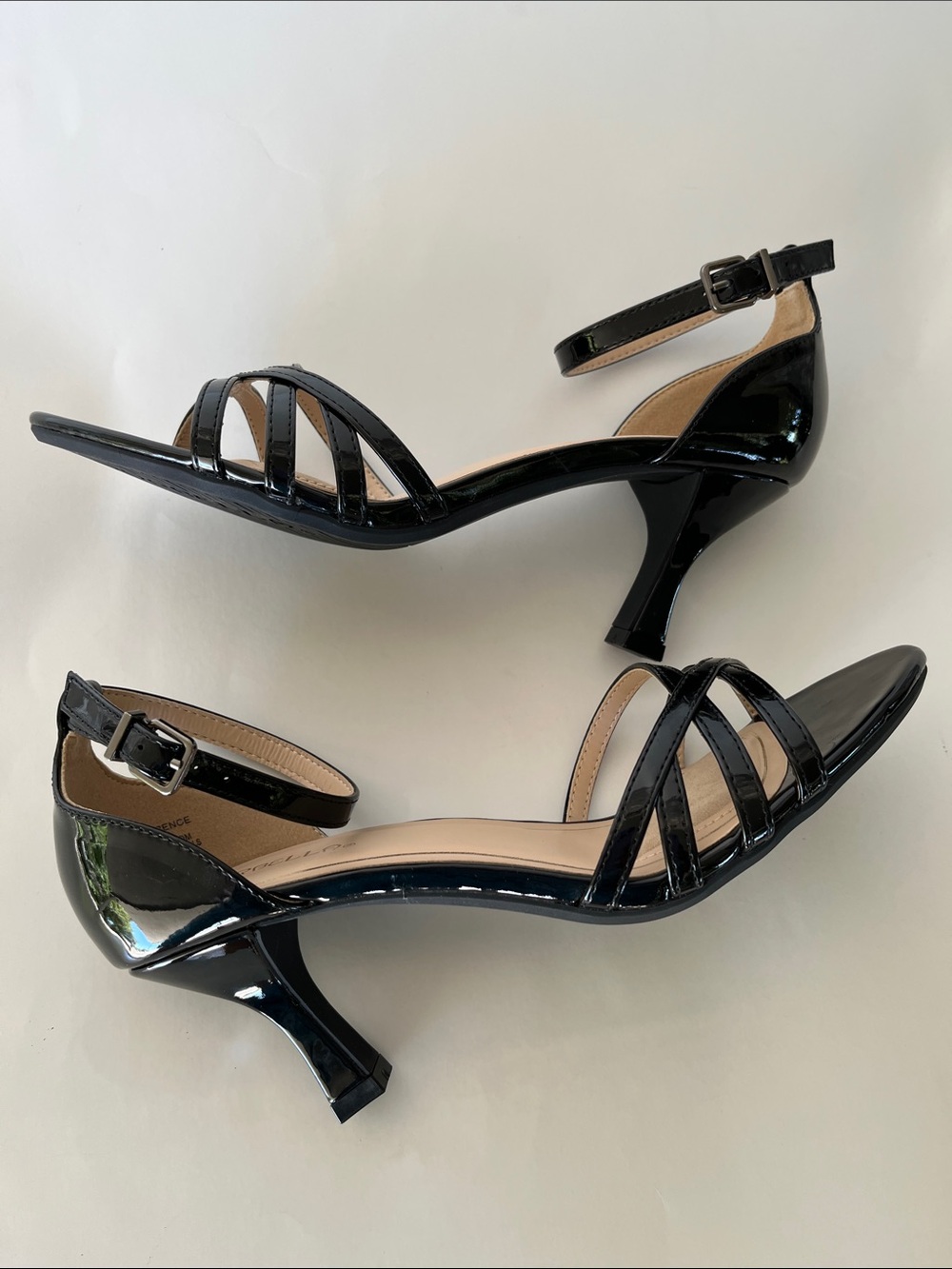 Ankle-Strap Patent Sandals in Black